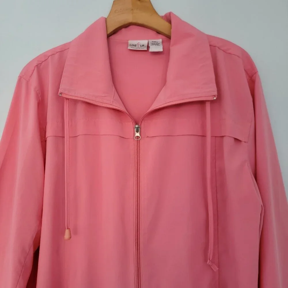 Line Up For Sport Golf Jacket Windbreaker Women Golfers‎ Pink Zip Front L
